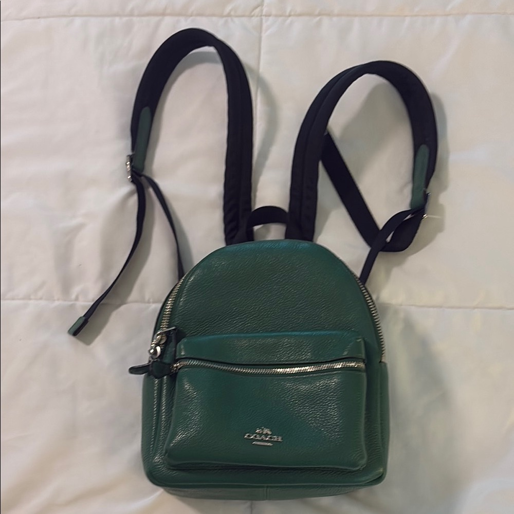 Coach Emerald Leather Mini Backpack with Silver Accents - Picture 4 of 7